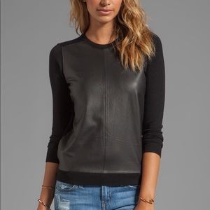 Theory leather black sweater size xs